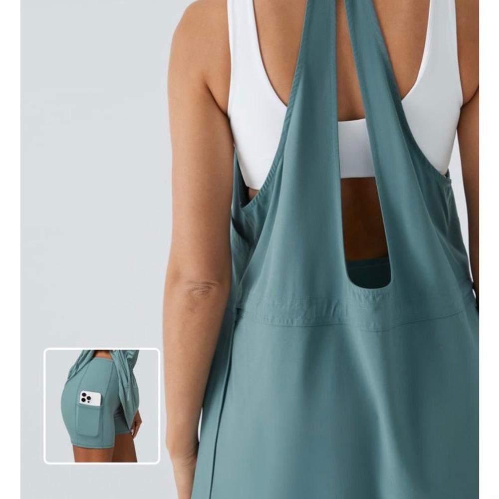 Halara 2 pcs Blue Sleeveless Dress w/ shorts - Picture 2 of 6